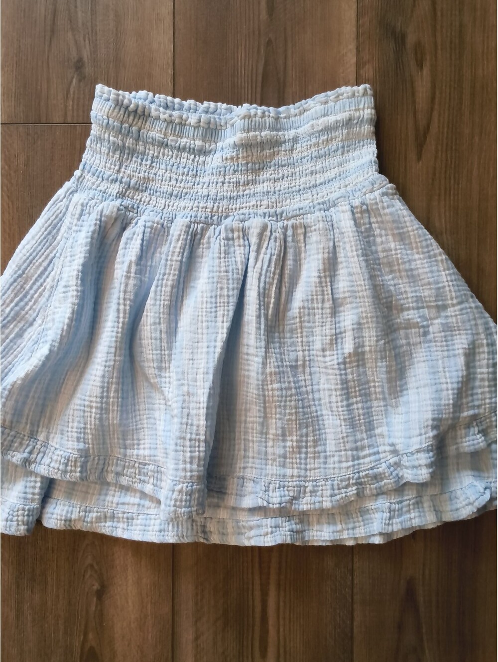 Time and Tru Searsucker Light Blue White 100% Cotton Skirt, Size XS (0-2)